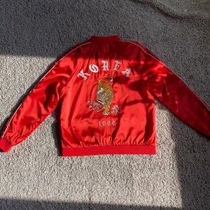 Forever 21 Korea silky red jacket